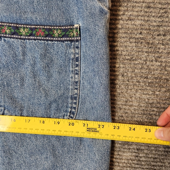 Vintage 1995 Denim No Excuses Bib Overall Dress Size Large Ribbon Detail On Pckt - Picture 9 of 10